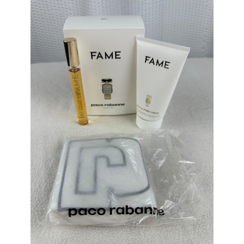Paco Rabanne FAME EDP Travel‎ Spray 10ml + Lotion 75ml & Pouch 3-PC Set New Gift
